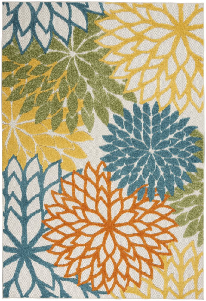 4' X 6' Blue And Yellow Indoor Outdoor Area Rug