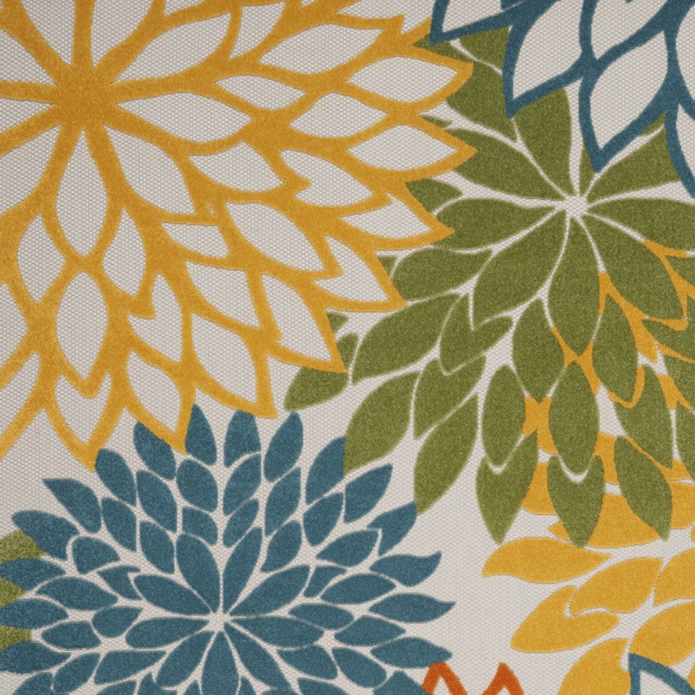 10' X 13' Blue And Yellow Indoor Outdoor Area Rug