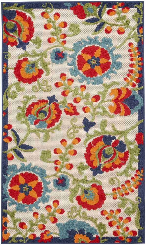 3' X 5' Red And Ivory Indoor Outdoor Area Rug