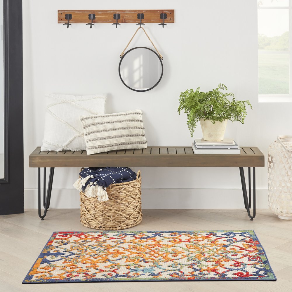 3' X 5' Blue And Orange Indoor Outdoor Area Rug