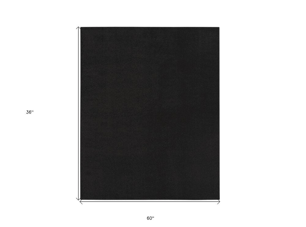 3' X 5' Black Stain Resistant Indoor Outdoor Area Rug