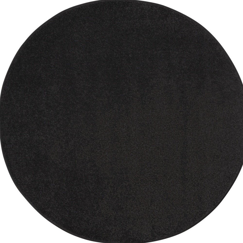 4' Black Round Indoor Outdoor Area Rug