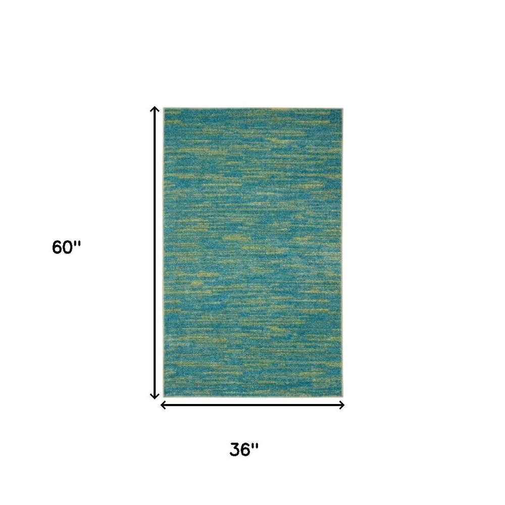 3' X 5' Blue And Green Indoor Outdoor Area Rug