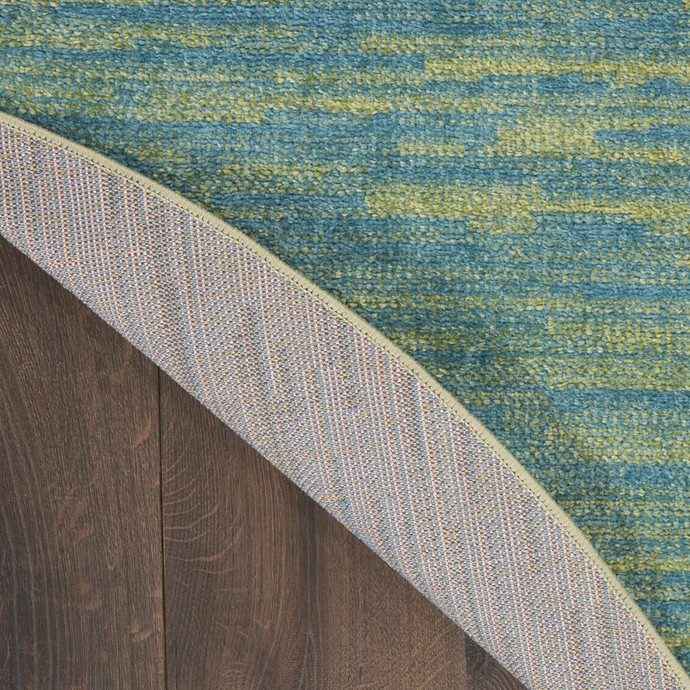 4' Blue And Green Round Indoor Outdoor Area Rug