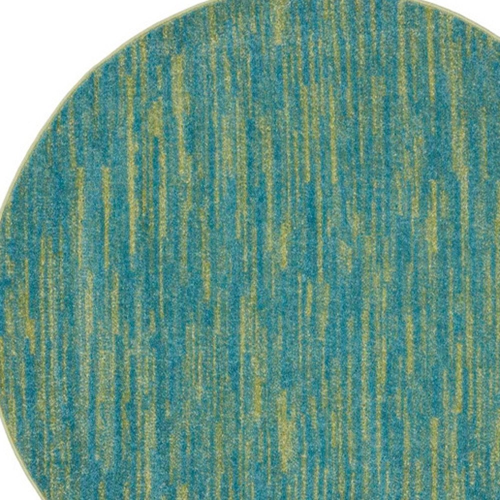 4' Blue And Green Round Indoor Outdoor Area Rug