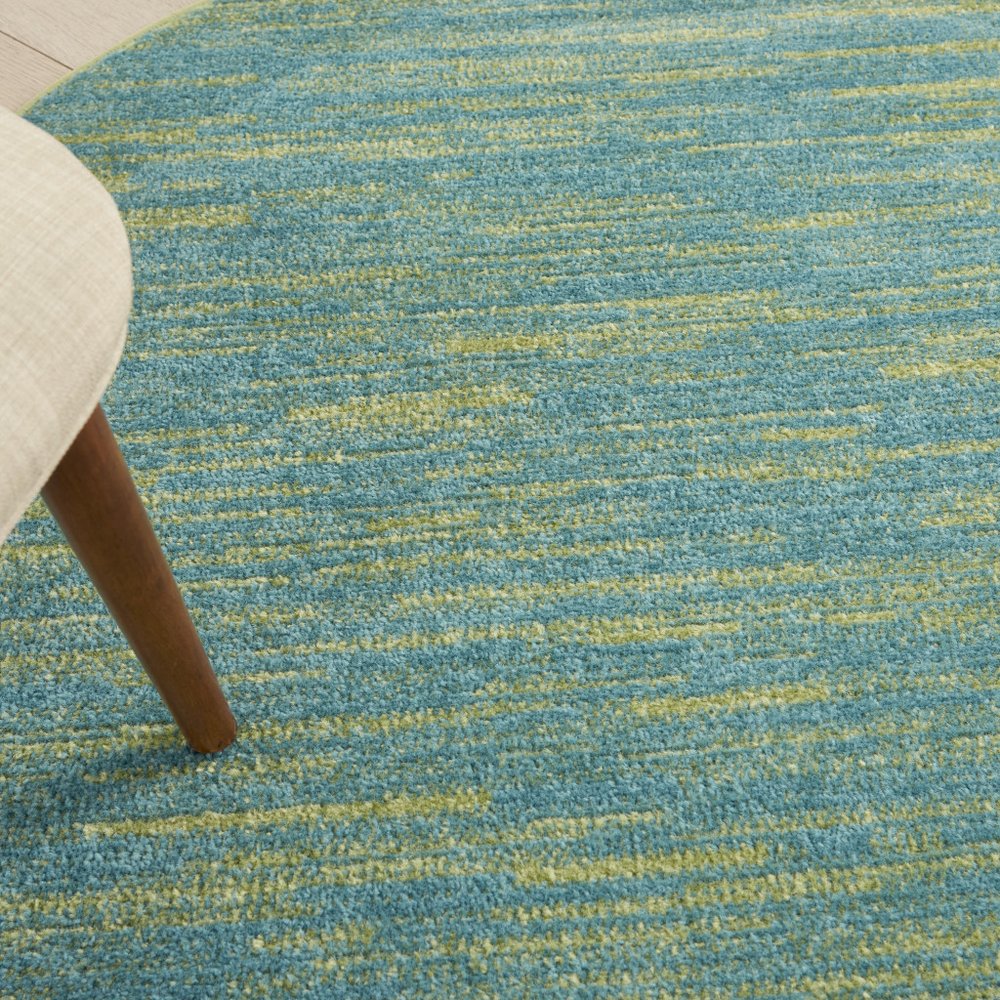 4' Blue And Green Round Indoor Outdoor Area Rug