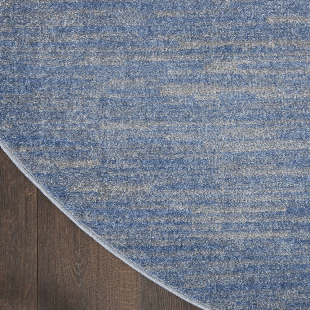4' Blue And Gray Round Indoor Outdoor Area Rug