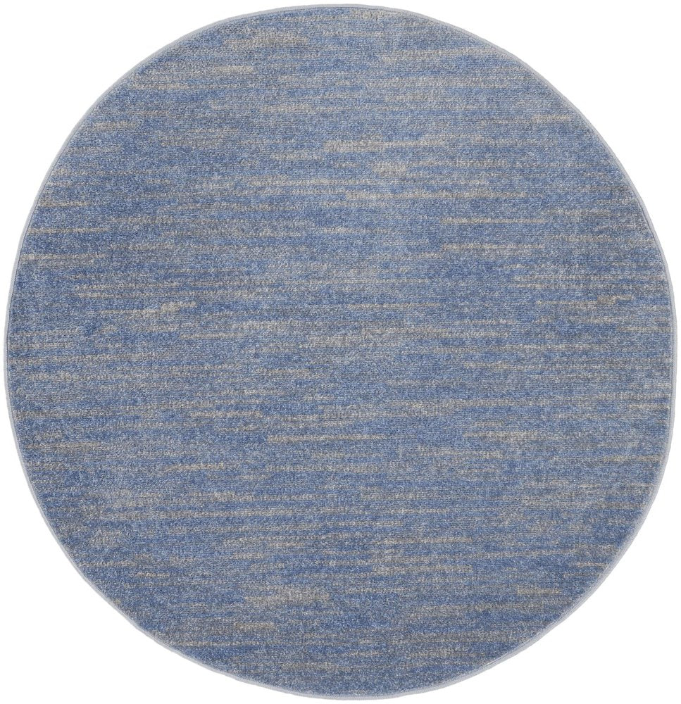 4' Blue And Gray Round Indoor Outdoor Area Rug