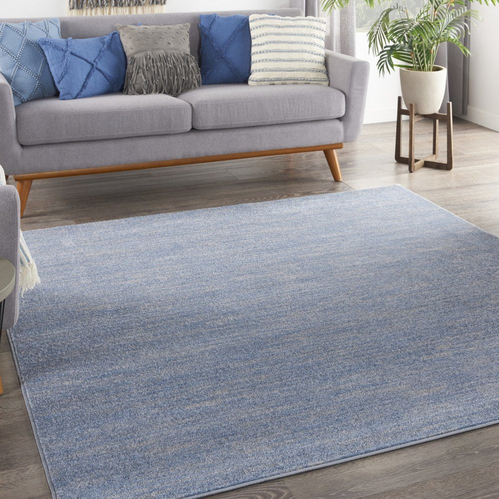 5' X 5' Blue And Gray Square Indoor Outdoor Area Rug