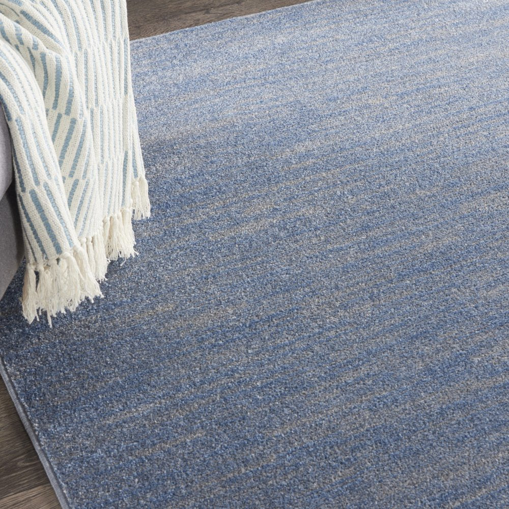 5' X 5' Blue And Gray Square Indoor Outdoor Area Rug