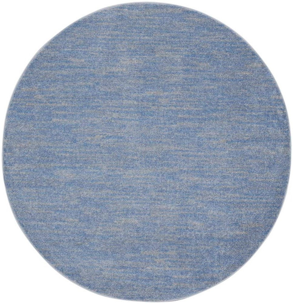 6' X 6' Blue And Gray Round Indoor Outdoor Area Rug
