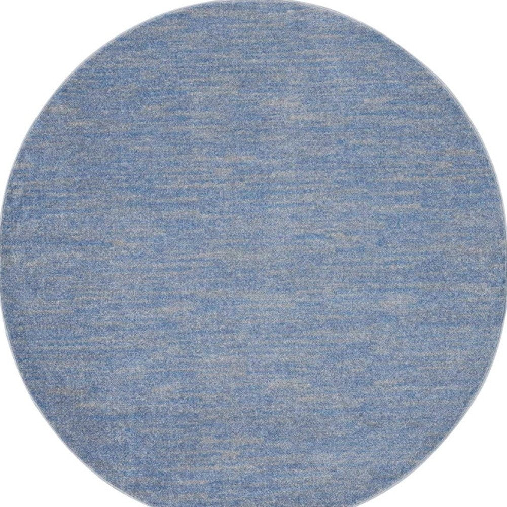 6' X 6' Blue And Gray Round Indoor Outdoor Area Rug