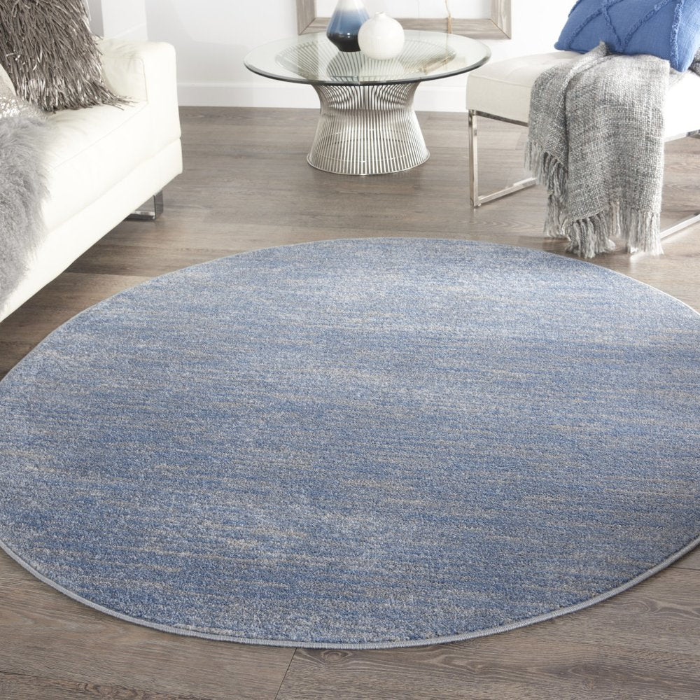 6' X 6' Blue And Gray Round Indoor Outdoor Area Rug
