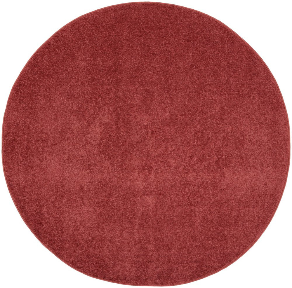 4' Brick Red Round Indoor Outdoor Area Rug