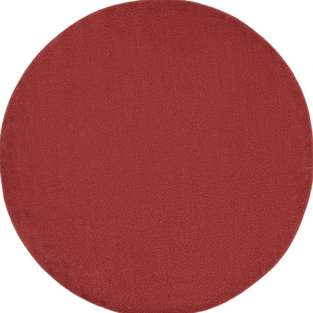 6' X 6' Brick Red Round Indoor Outdoor Area Rug