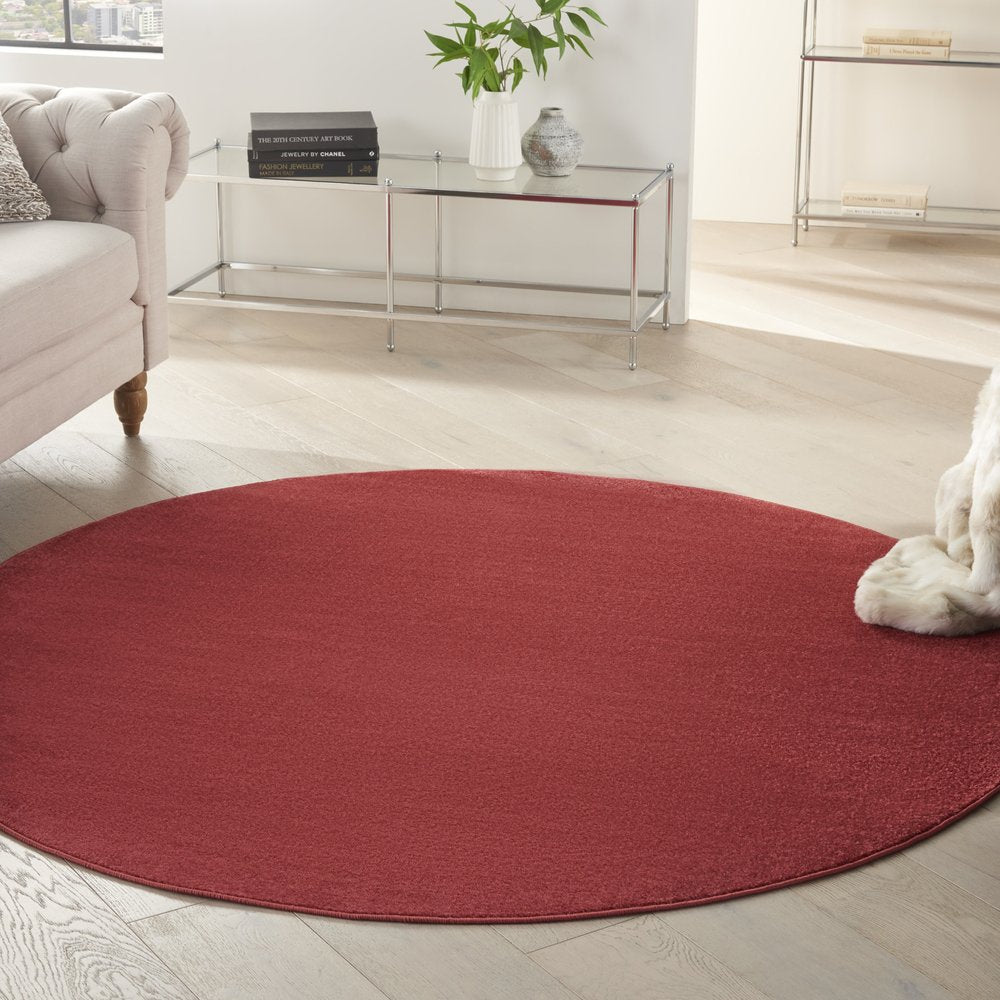 6' X 6' Brick Red Round Indoor Outdoor Area Rug