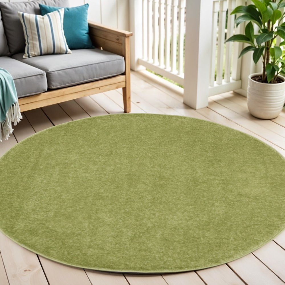 6' X 6' Green Round Indoor Outdoor Area Rug