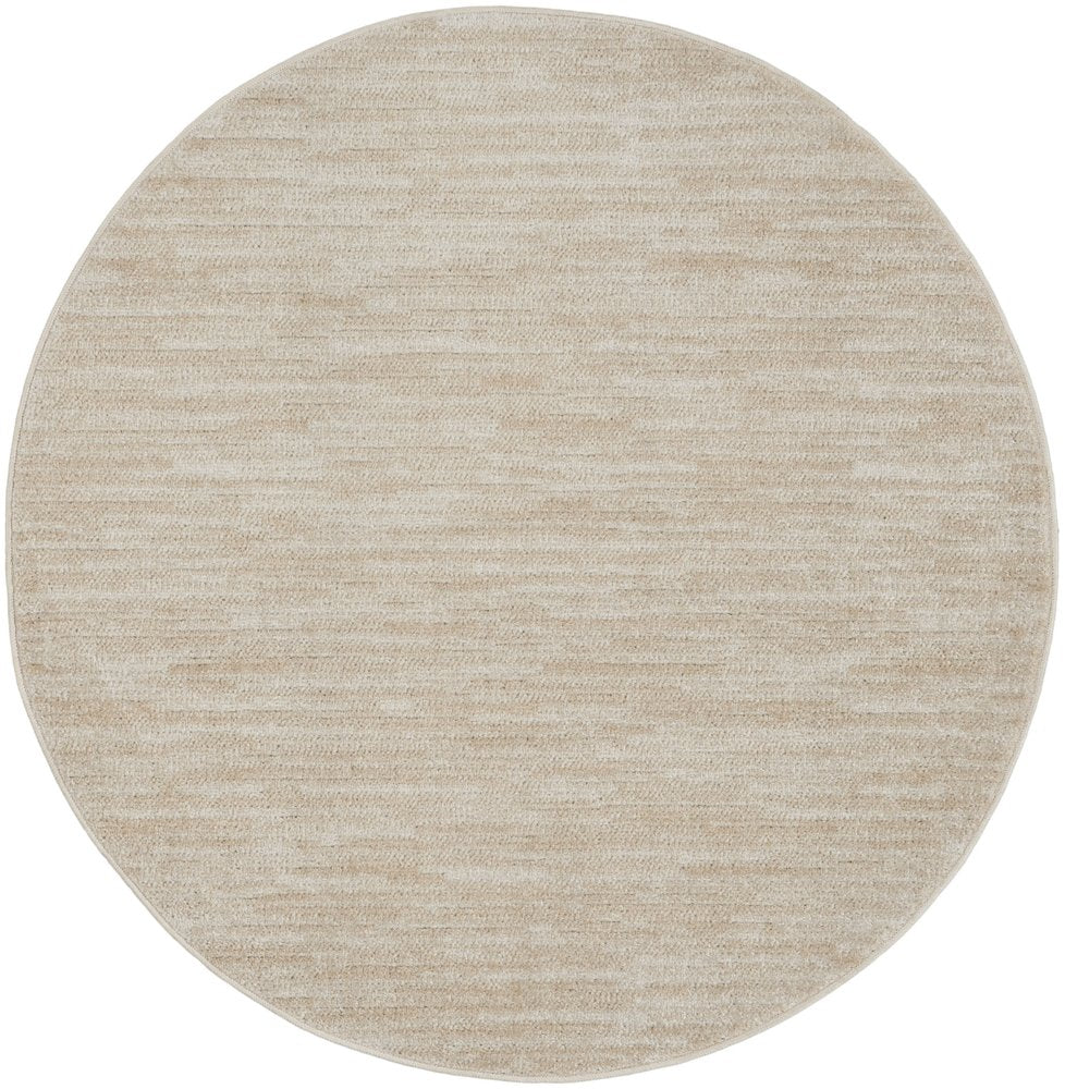 4' Beige And Ivory Round Indoor Outdoor Area Rug
