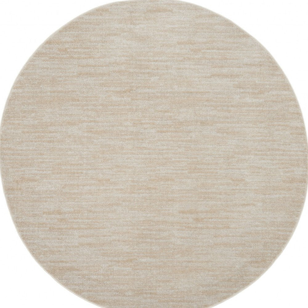 6' X 6' Beige And Ivory Round Indoor Outdoor Area Rug