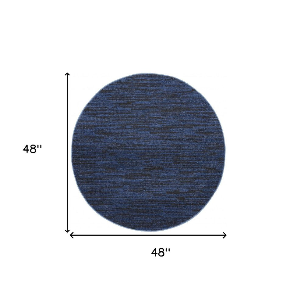 4' Blue Round Indoor Outdoor Area Rug