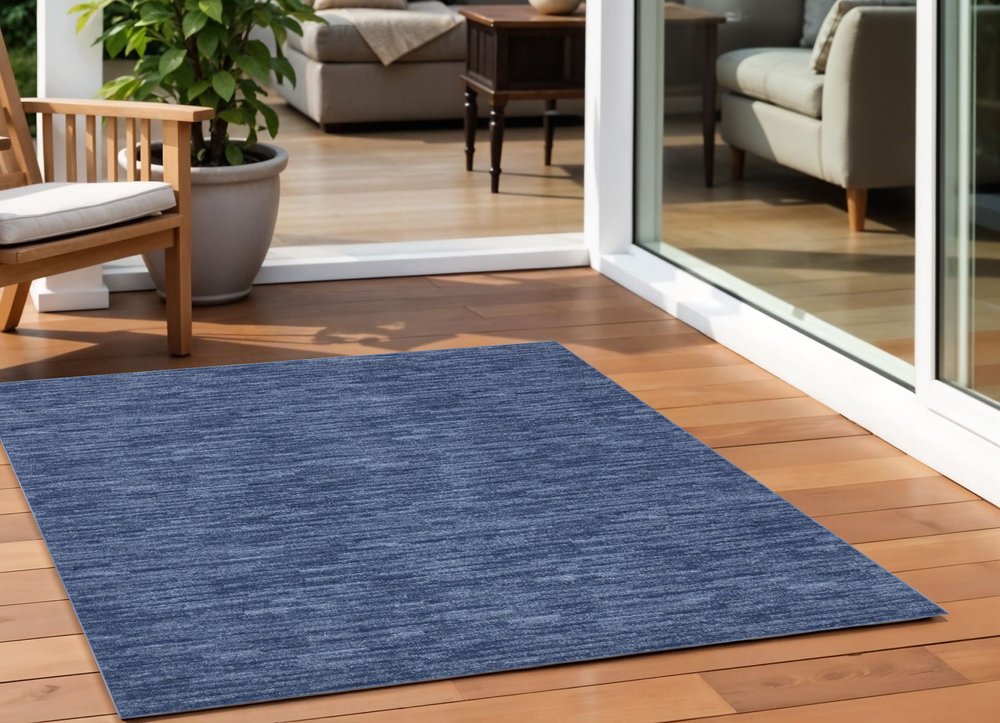 5' X 5' Blue Square Indoor Outdoor Area Rug