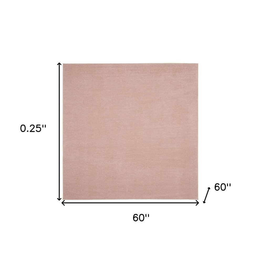 5' X 5' Pink Square Indoor Outdoor Area Rug