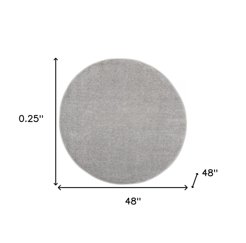 4' Gray Round Indoor Outdoor Area Rug