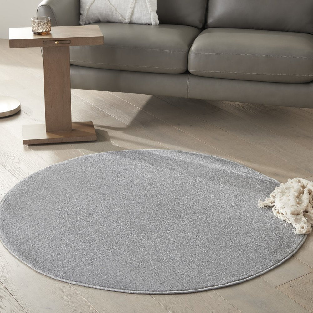 4' Gray Round Indoor Outdoor Area Rug