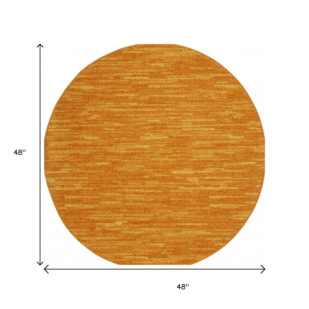 4' Orange Round Indoor Outdoor Area Rug