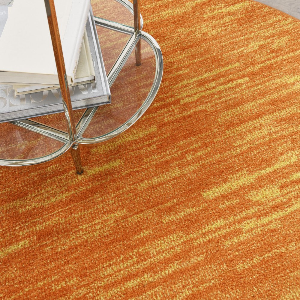 4' Orange Round Indoor Outdoor Area Rug