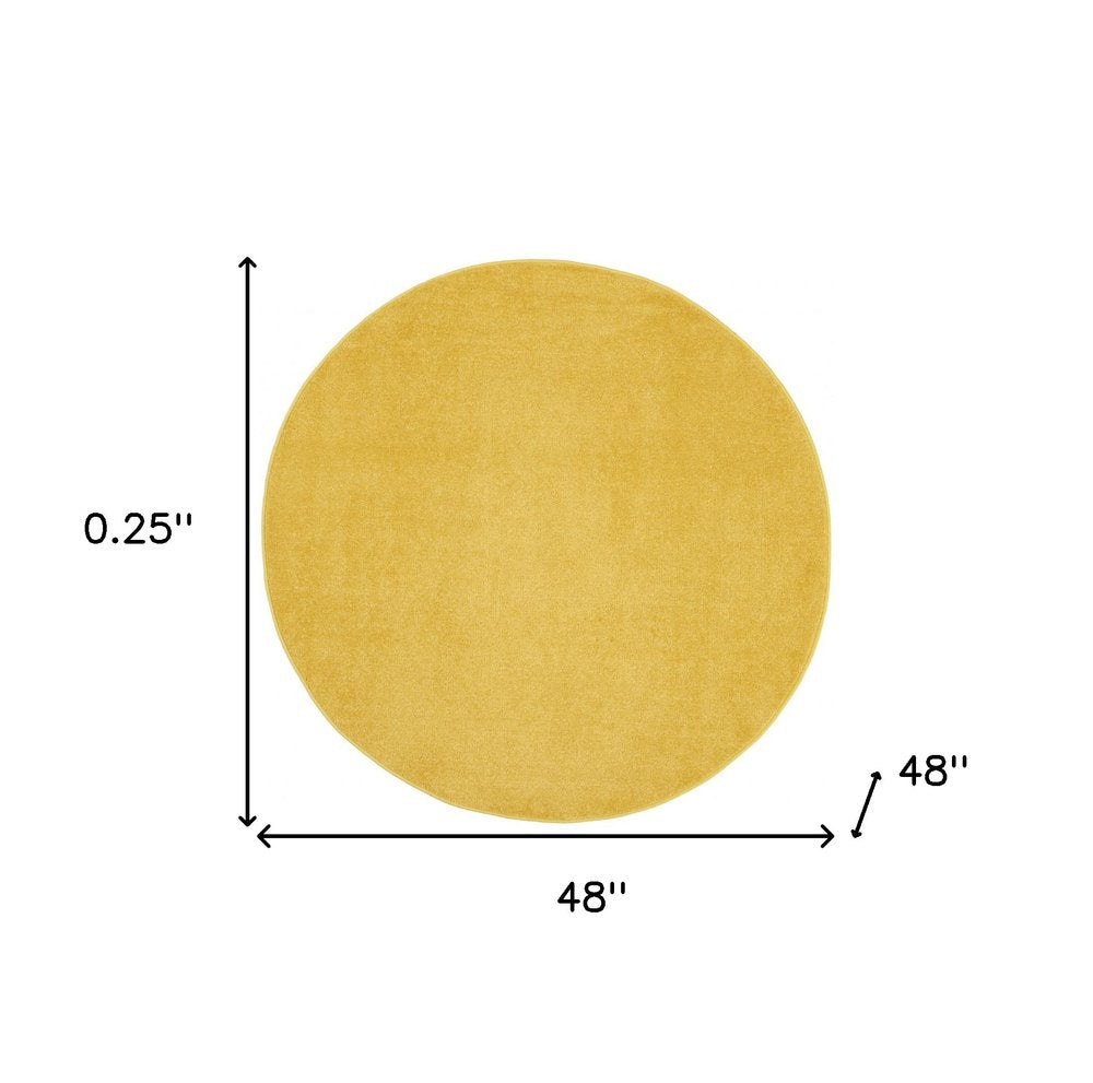 4' Yellow Round Indoor Outdoor Area Rug