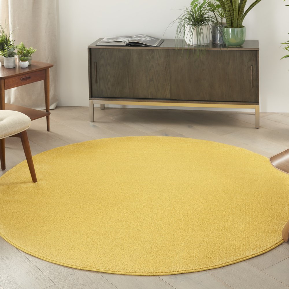 6' X 6' Yellow Round Indoor Outdoor Area Rug