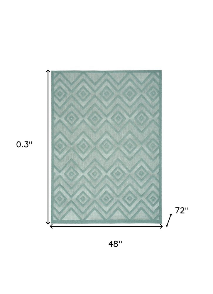 4' X 6' Aqua Indoor Outdoor Area Rug