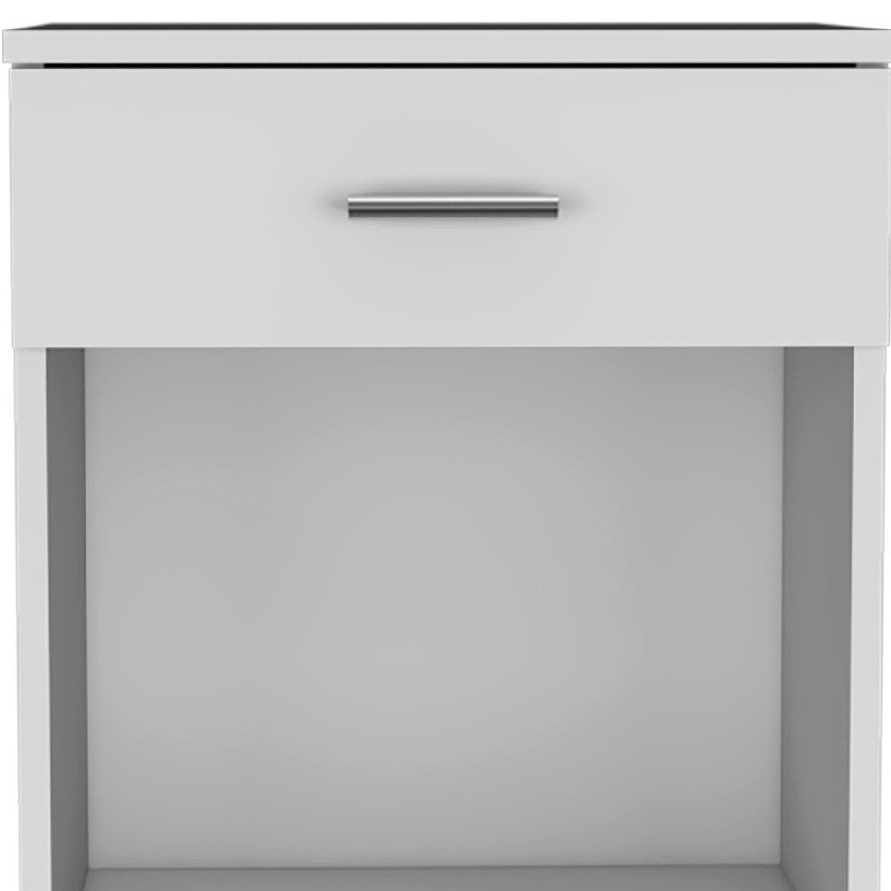 22" White Wood One Drawer Nightstand