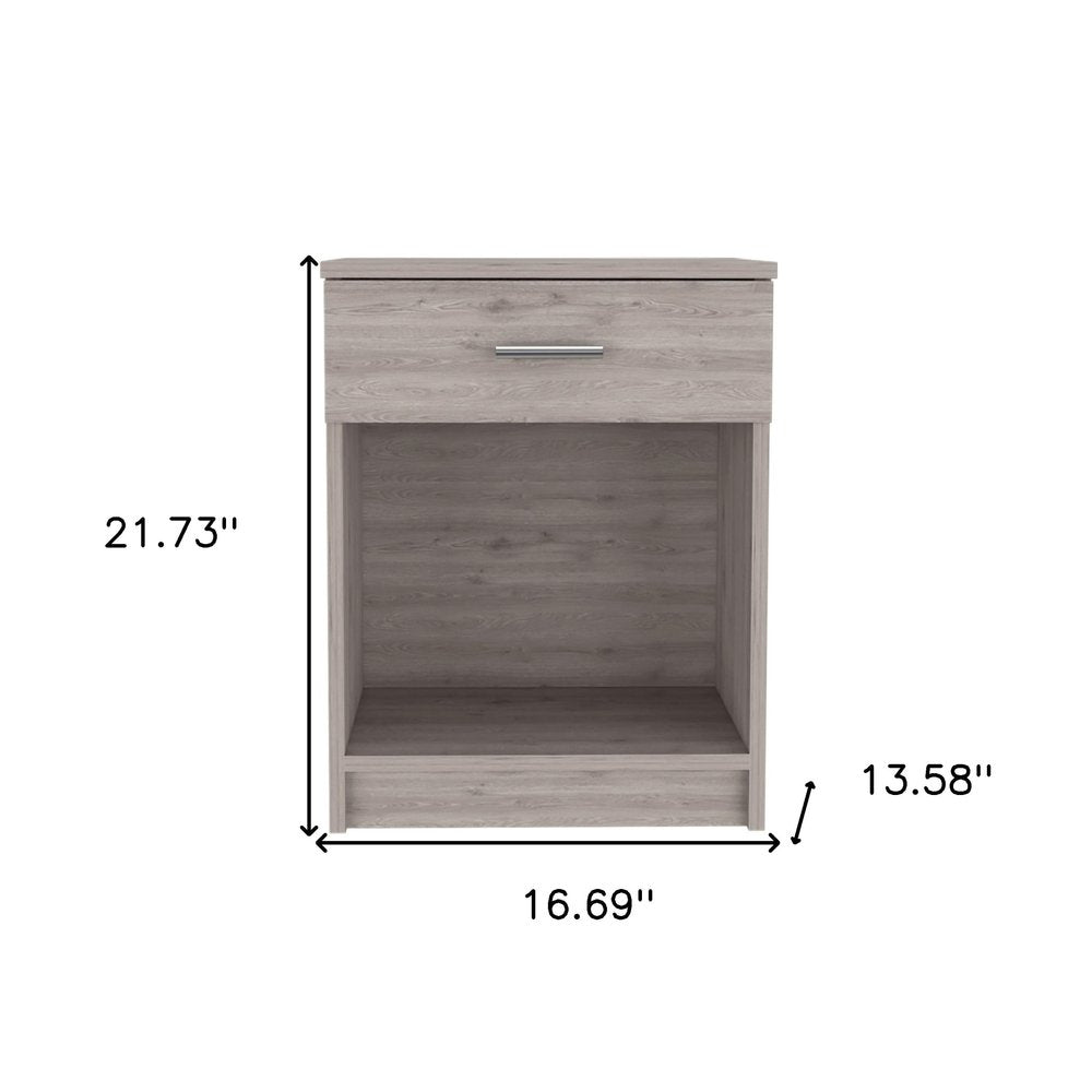 22" Light Gray Wood One Drawer Nightstand