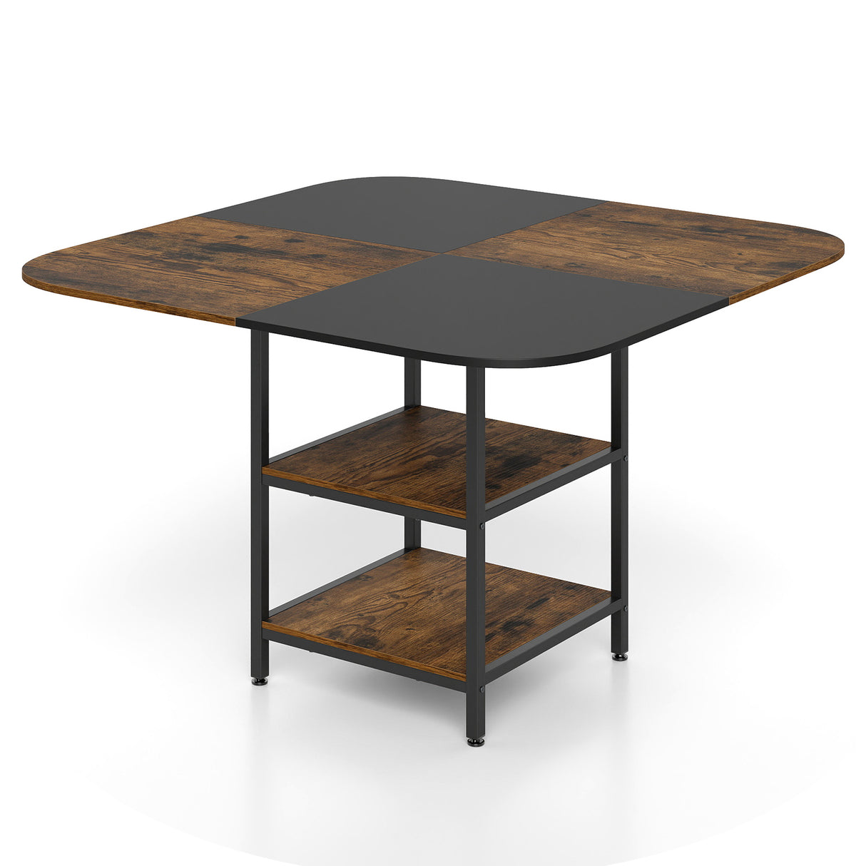 47.5 inch Modern Dining Table Square Kitchen Table with Mix-colored Tabletop-Rustic Brown