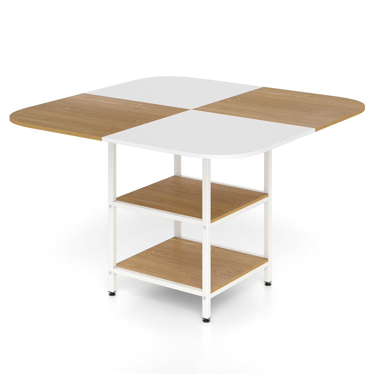 47.5 inch Modern Dining Table Square Kitchen Table with Mix-colored Tabletop-Natural