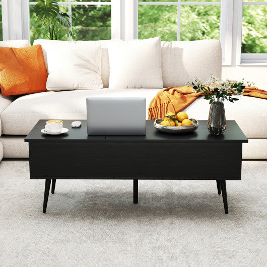 47 Inch Lift Top Coffee Table with 2 Hidden Compartments-Black