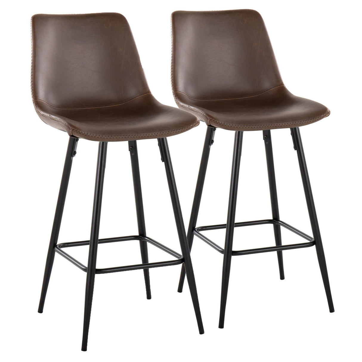 Durango - Industrial / Urban Fixed Height Counter Stool Square Footrest (Set of 2) - Black / Espresso by Couch.com
