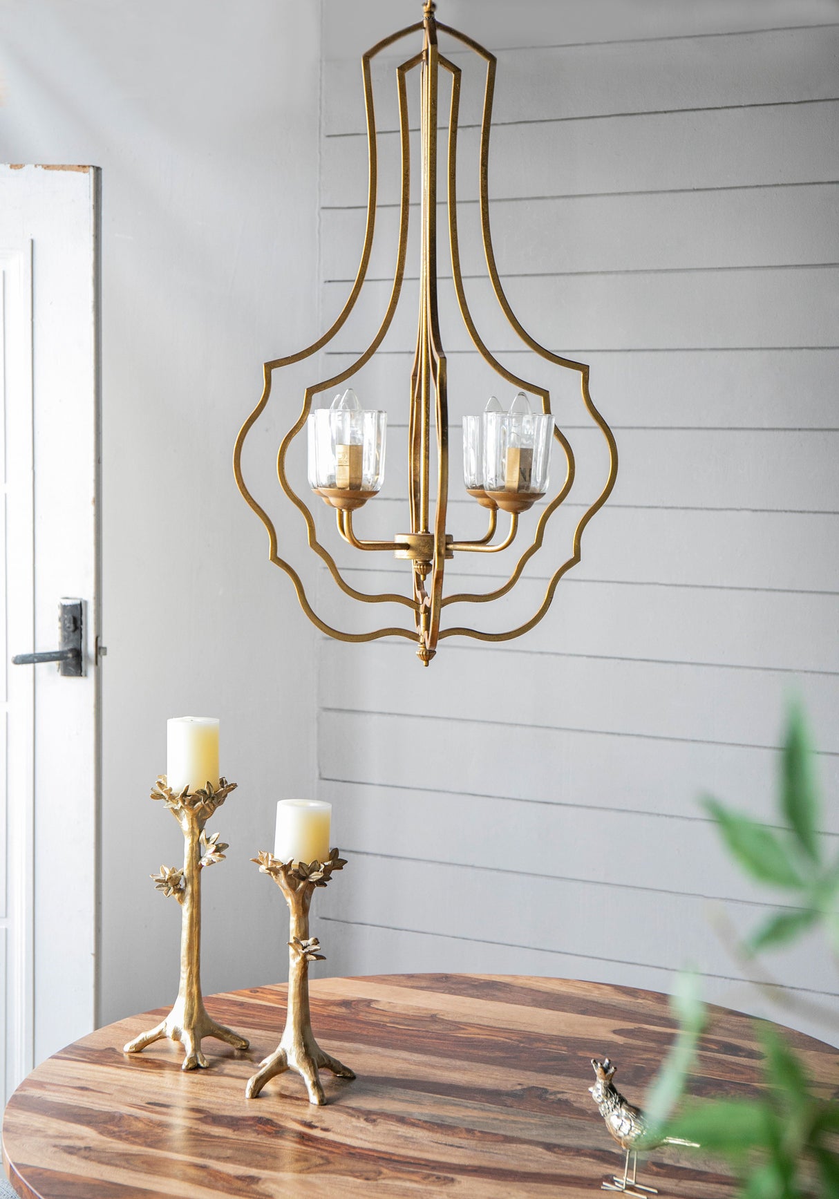 4 Light Metal Chandelier, Hanging Light Fixture With Adjustable Chain For Kitchen, Bulb Not Included - Gold by Couch.com