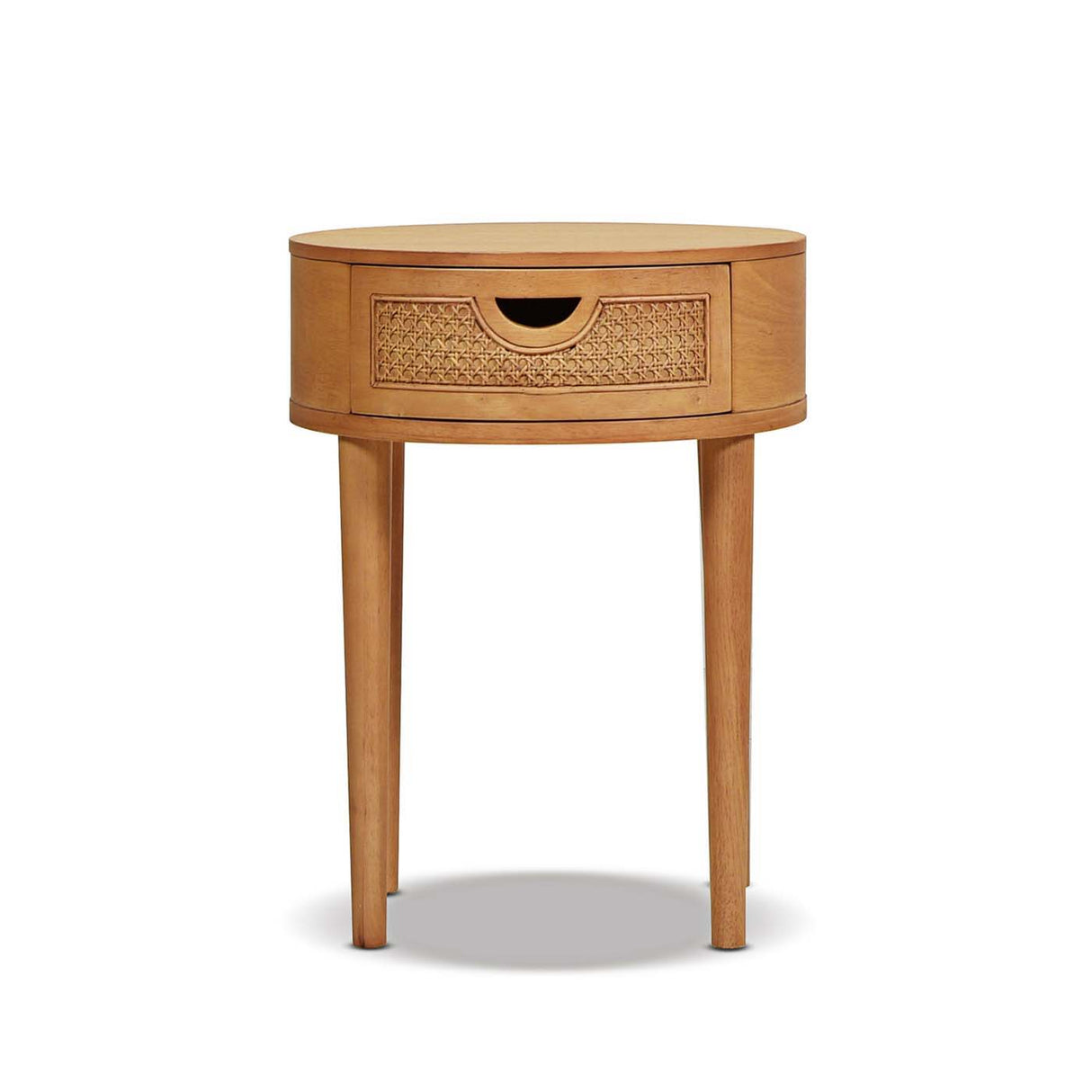 Cabana - Round Cane Storage Side Table - Natural Brown Oak by Couch.com