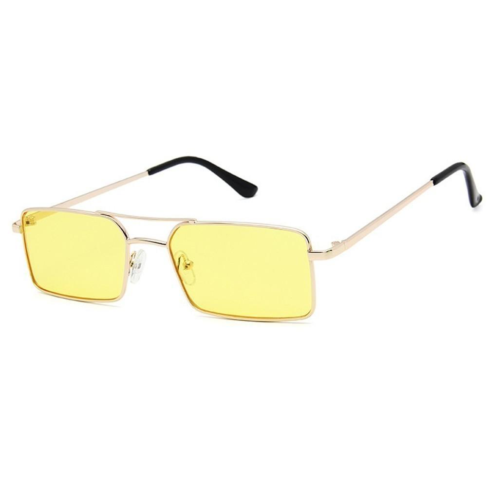 Luxury Famous Retro Modern Square Unisex Men and Women‘s Sunglasses With Alloy Metal Small Frame With Clear Double Bridge Men's Sunglasses