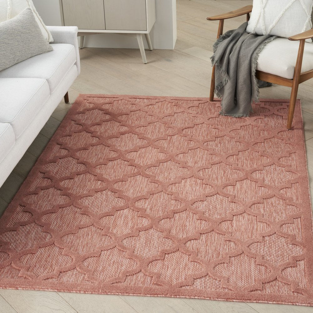 5' X 7' Coral Indoor Outdoor Area Rug