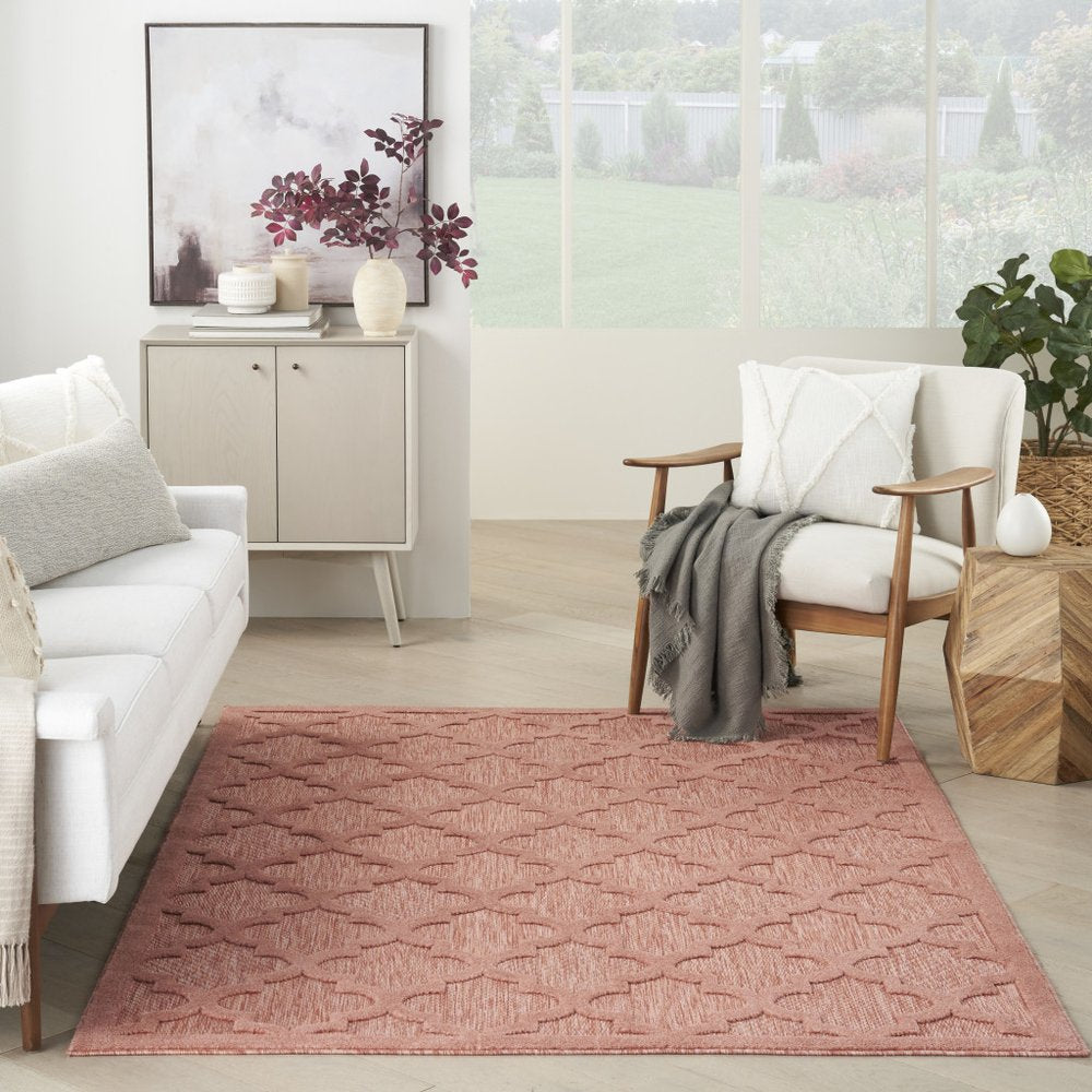 5' X 7' Coral Indoor Outdoor Area Rug
