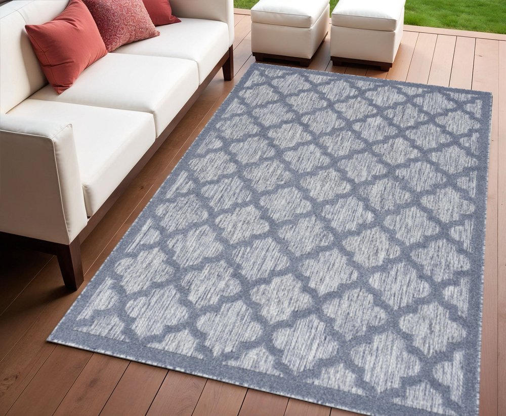 4' X 6' Denim Blue Indoor Outdoor Area Rug