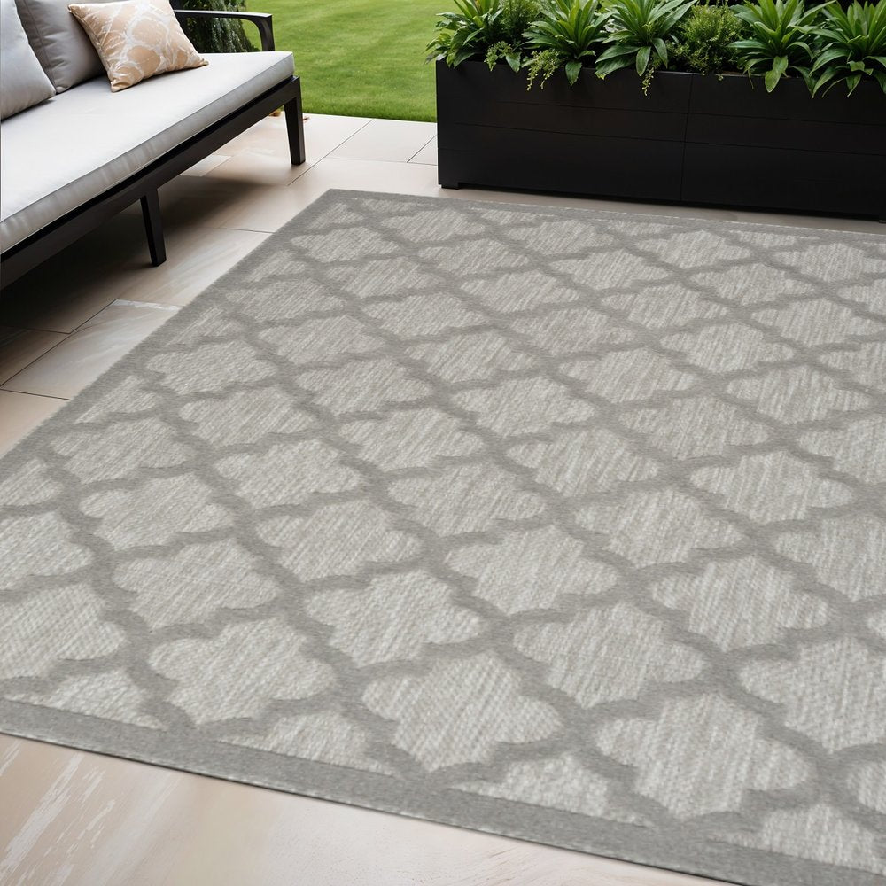 5' X 7' Gray Indoor Outdoor Area Rug