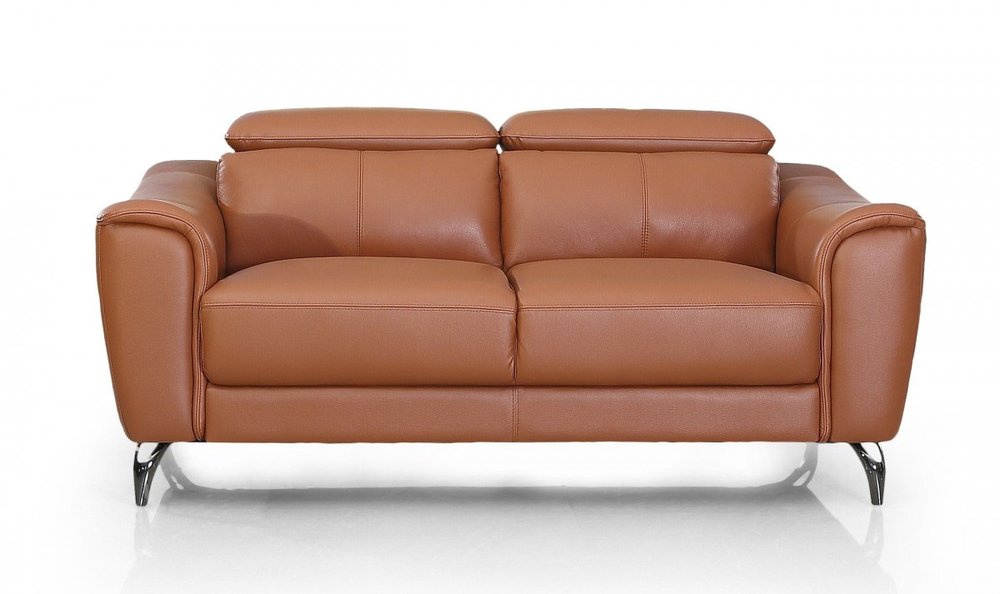 Urban 65" Brown Leather Adjustable Headrest Loveseat