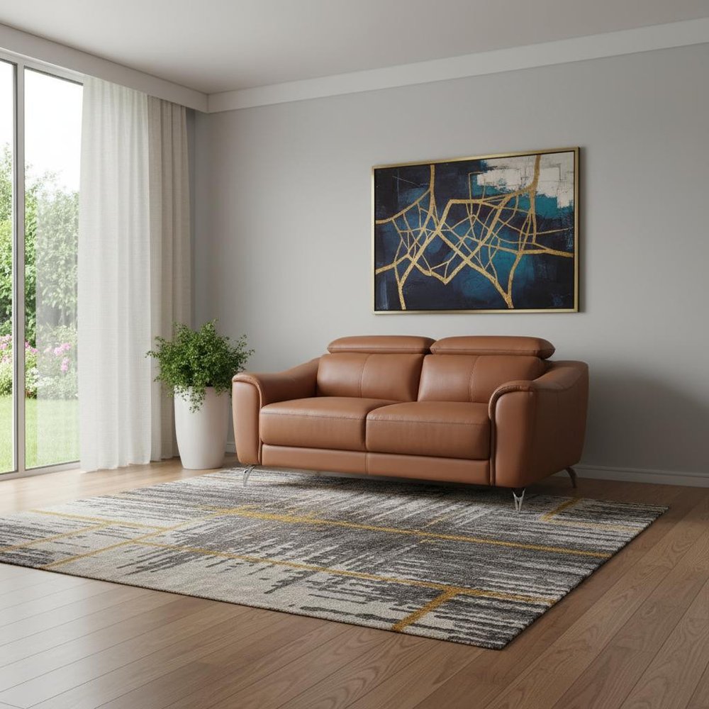 Urban 65" Brown Leather Adjustable Headrest Loveseat