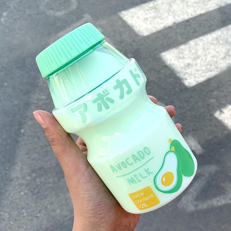480ml Plastic Water Bottle Tour Drinking Bottle Shape Cute Lovely Milk Carton Shaker Bottle for Kids / Girl /Adult Glass Fruit Water Bottle Without 480ml BPA Pretty Water Bottles of Strawberry Milk Heat Resistant Water Bottles