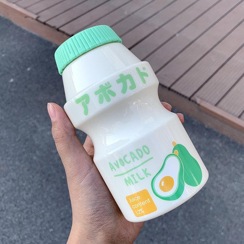 480ml Plastic Water Bottle Tour Drinking Bottle Shape Cute Lovely Milk Carton Shaker Bottle for Kids / Girl /Adult Glass Fruit Water Bottle Without 480ml BPA Pretty Water Bottles of Strawberry Milk Heat Resistant Water Bottles